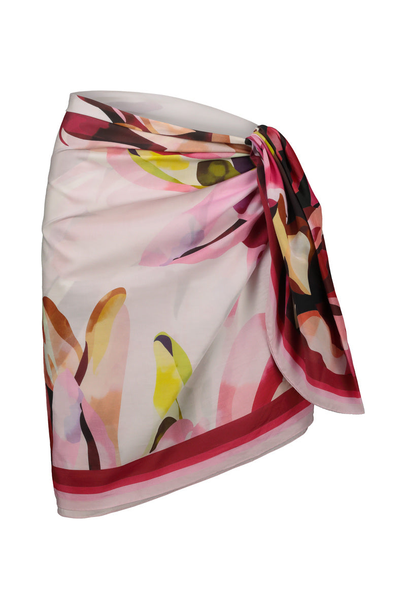 GIADA IN CHERRY BOUGANVILLE PRINT COTTON & SILK