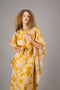 CECILIA IN ORCHID PRINT OCHRE COTTON AND SILK