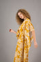 CECILIA IN ORCHID PRINT OCHRE COTTON AND SILK