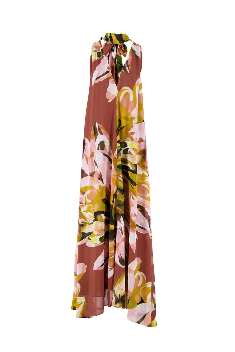 CLEMENTINE IN CHOCOLATE BOUGANVILLE PRINTED GEORGETTE